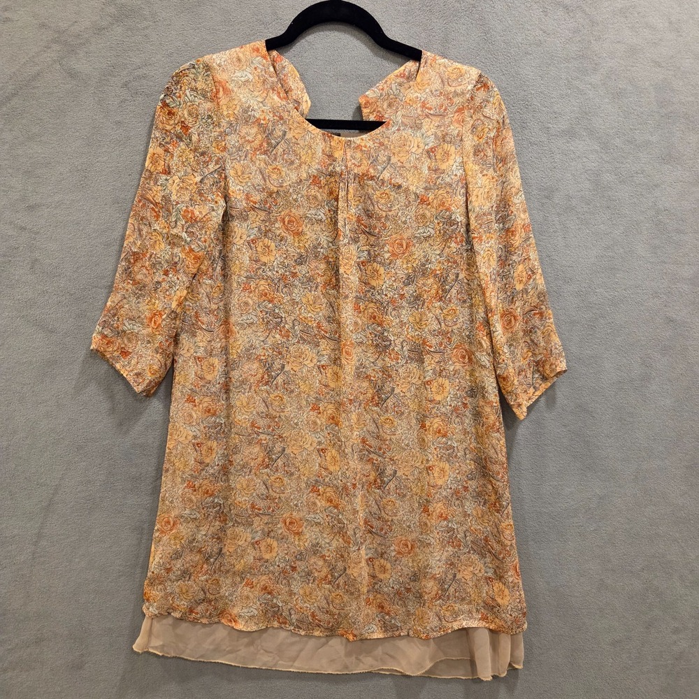 Sacred Threads Floral Midi Dress Womens Size Small Boho Peasant Y2k Dainty Hippy